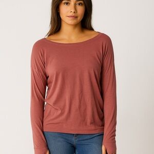 Thread for Thought Rose Boat Neck Thumbhole Lightweight Sweatshirt Large